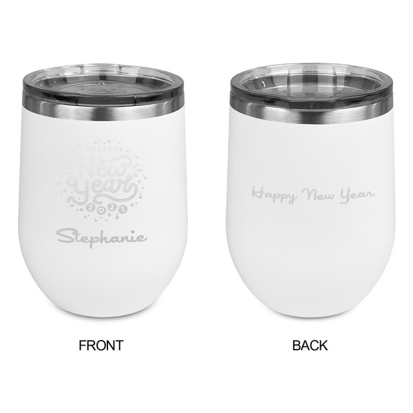 Happy New Year Stainless Wine Tumblers - White - Double Sided - Approval