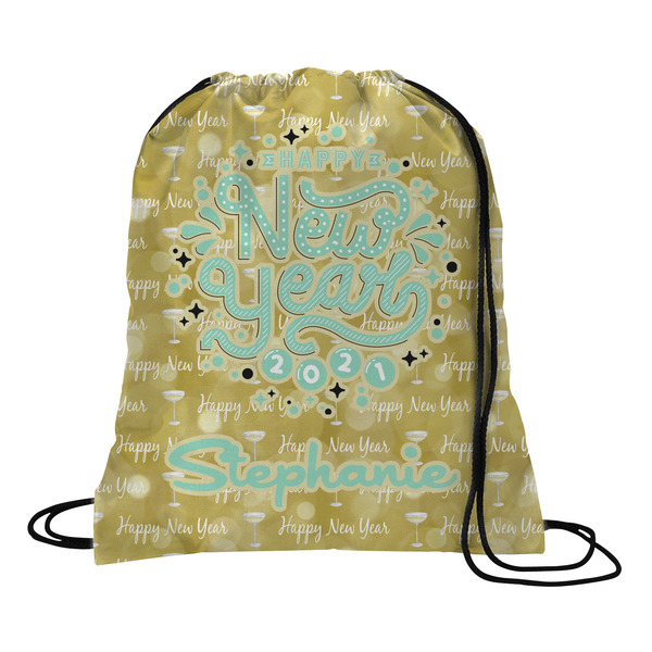 Custom Happy New Year Drawstring Backpack - Large w/ Name or Text