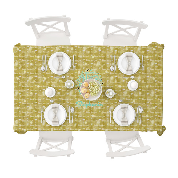 Happy New Year Tablecloths (58"x102") - TOP VIEW (with plates)