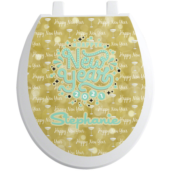 Custom Happy New Year Toilet Seat Decal - Round (Personalized)