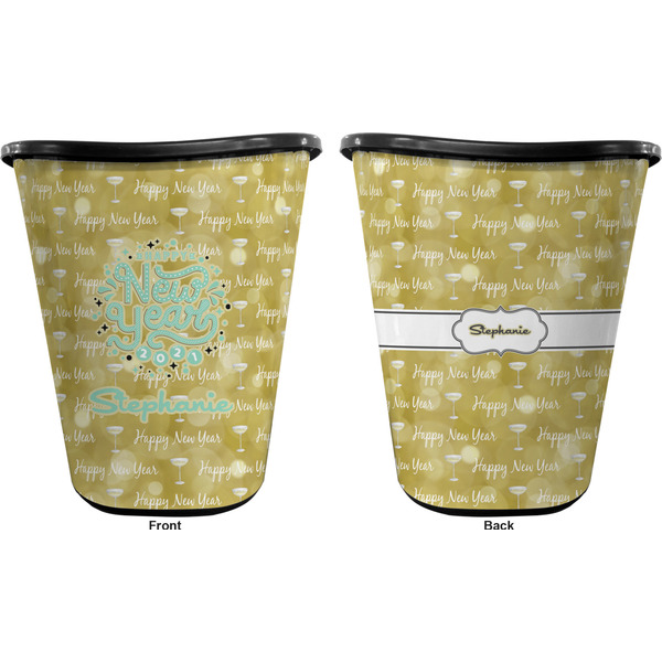 Happy New Year Trash Can Black - Front and Back - Apvl