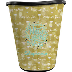 Happy New Year Waste Basket - Single Sided (Black) w/ Name or Text