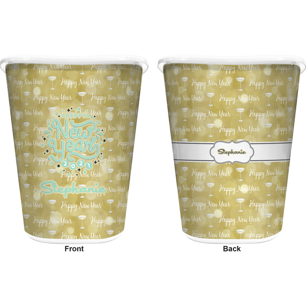 Happy New Year Trash Can White - Front and Back - Apvl