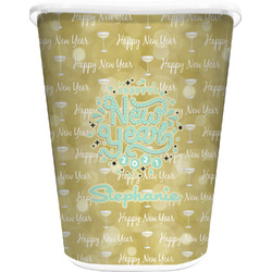 Happy New Year Waste Basket - Single Sided (White) w/ Name or Text