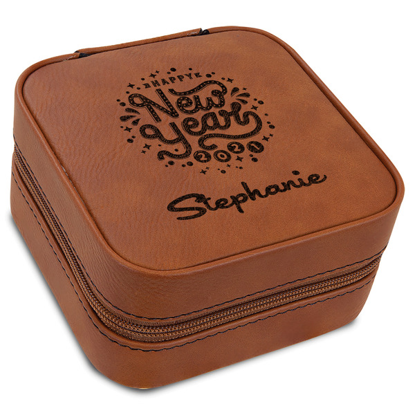 Custom Happy New Year Travel Jewelry Box - Leather (Personalized)