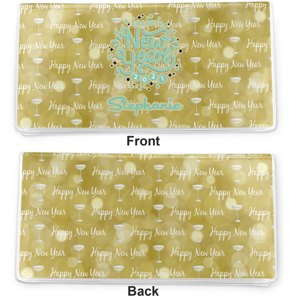 Happy New Year Vinyl Check Book Cover - Front and Back