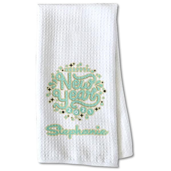 Custom Happy New Year Kitchen Towel - Waffle Weave - Partial Print (Personalized)