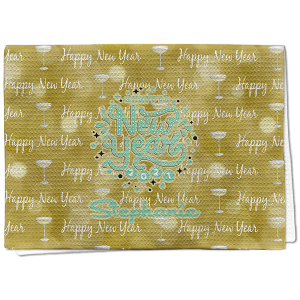Custom Happy New Year Kitchen Towel - Waffle Weave - Full Color Print (Personalized)