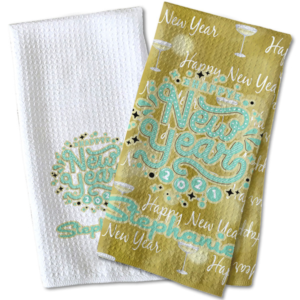 Happy New Year Waffle Weave Towels - Two Print Styles