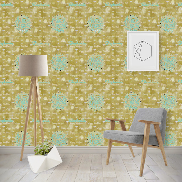 Custom Happy New Year Wallpaper & Surface Covering