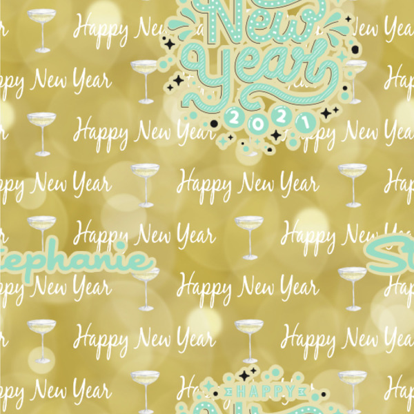 Custom Happy New Year Wallpaper & Surface Covering (Water Activated 24"x 24" Sample)