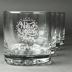 Happy New Year Whiskey Glasses (Set of 4) (Personalized)