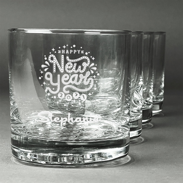 Custom Happy New Year Whiskey Glasses (Set of 4) (Personalized)