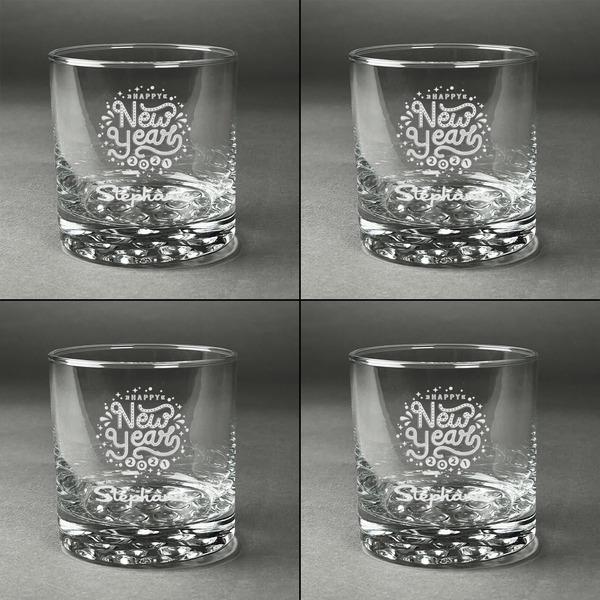 Happy New Year Whiskey Glasses - Set of 4 all Engraved