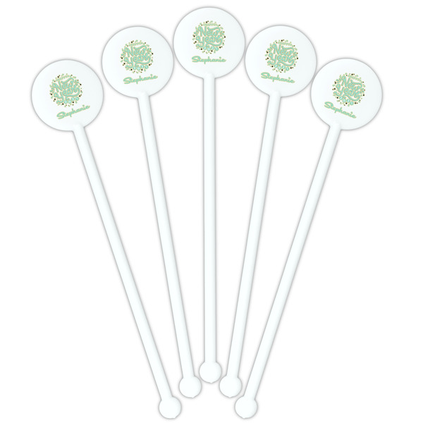 Happy New Year White Plastic 5.5" Stir Stick - Fan View