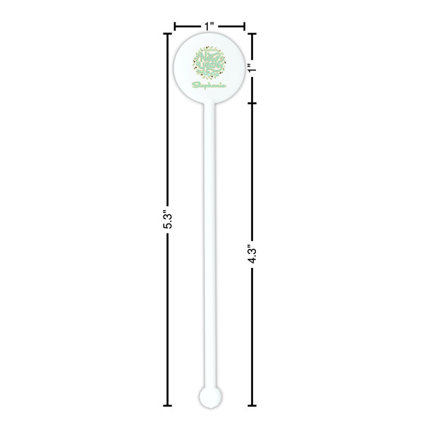Happy New Year White Plastic 5.5" Stir Stick - Round - Dimensions
