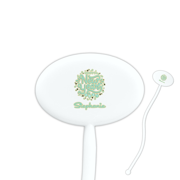 Custom Happy New Year Oval Plastic Stir Sticks