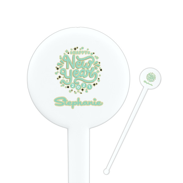 Custom Happy New Year Round Plastic Stir Sticks (Personalized)
