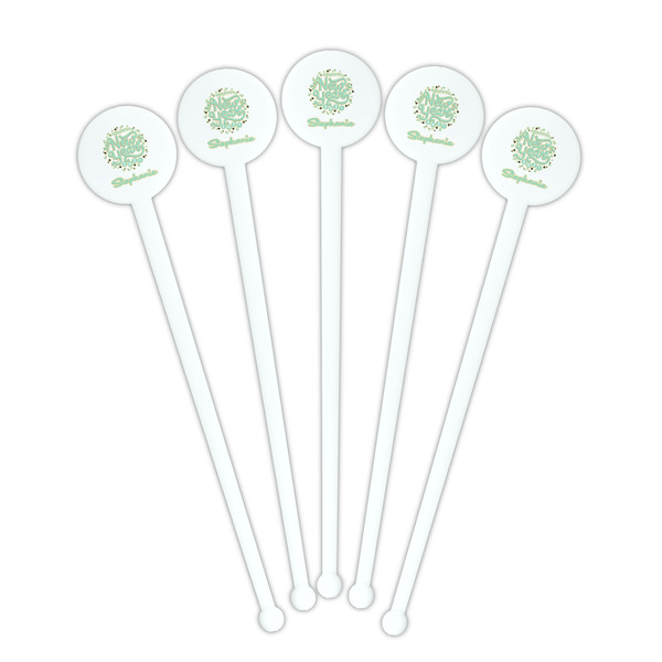 Happy New Year White Plastic 7" Stir Stick - Round - Fan View