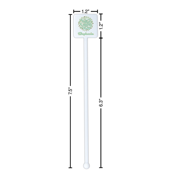 Happy New Year White Plastic Stir Stick - Square - Dimensions