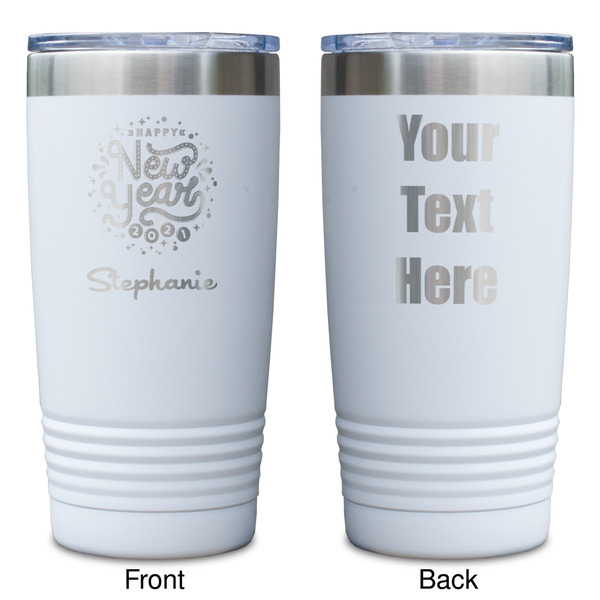 Happy New Year White Polar Camel Tumbler - 20oz - Double Sided - Approval