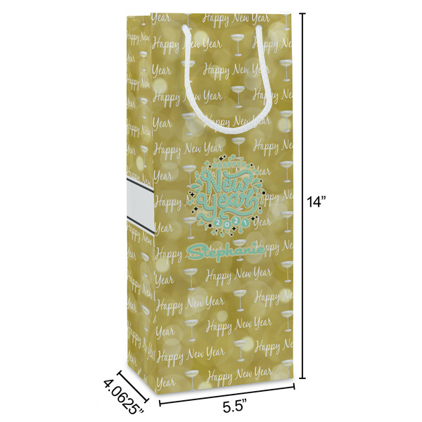 Happy New Year Wine Gift Bag - Dimensions