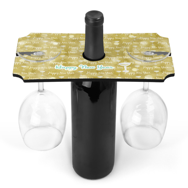 Custom Happy New Year Wine Bottle & Glass Holder (Personalized)