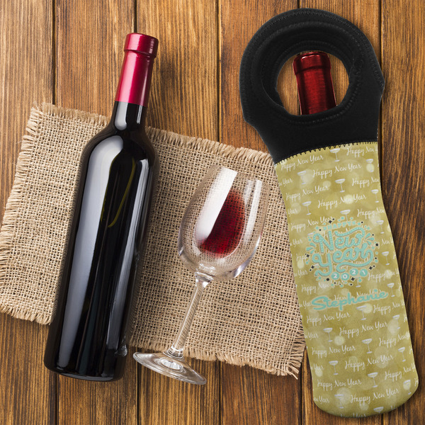 Happy New Year Wine Tote Bag - FLATLAY