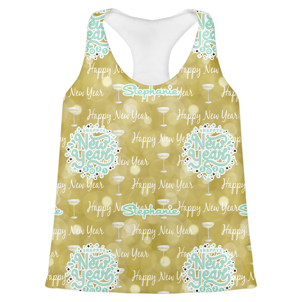 Custom Happy New Year Womens Racerback Tank Top - Small (Personalized)