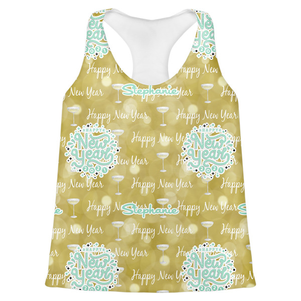 Custom Happy New Year Womens Racerback Tank Top - Large (Personalized)