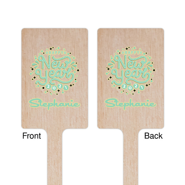 Happy New Year Wooden 6.25" Stir Stick - Rectangular - Double Sided - Front & Back