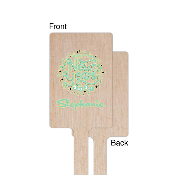 Happy New Year Wooden 6.25" Stir Stick - Rectangular - Single - Front & Back