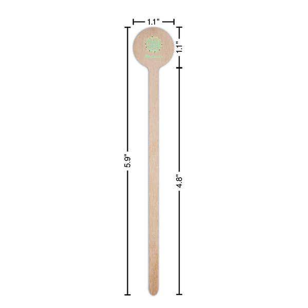 Happy New Year Wooden 6" Stir Stick - Round - Dimensions