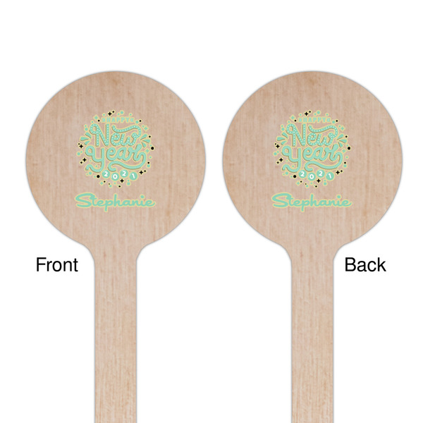 Happy New Year Wooden 6" Stir Stick - Round - Double Sided - Front & Back