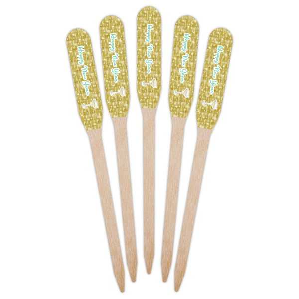 Happy New Year Wooden Food Pick - Paddle - Fan View