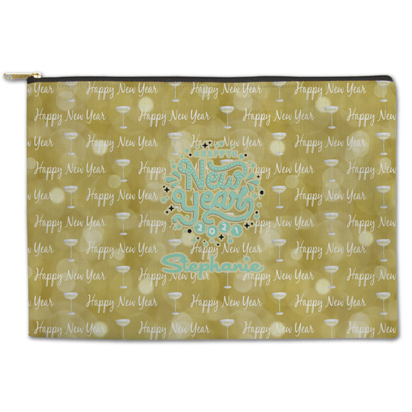 Custom Happy New Year Zipper Pouch - Large - 12.5"x8.5" w/ Name or Text