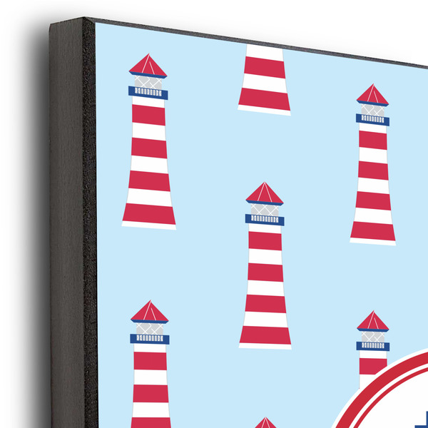 Light House & Waves 11x14 Wood Print - Closeup