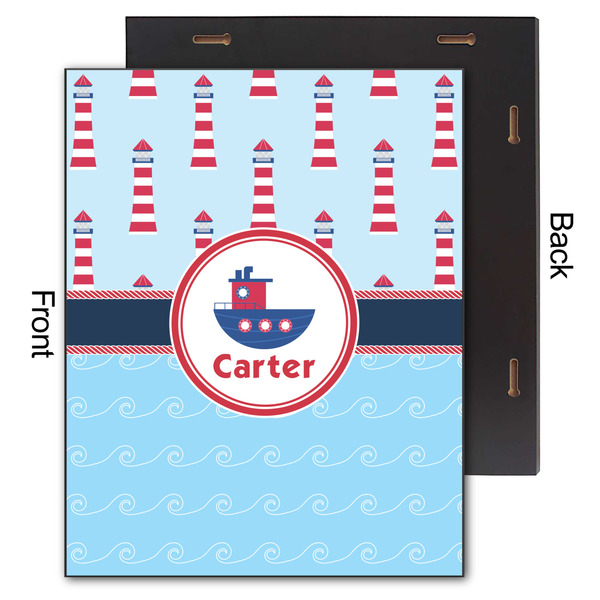 Light House & Waves 11x14 Wood Print - Front & Back View