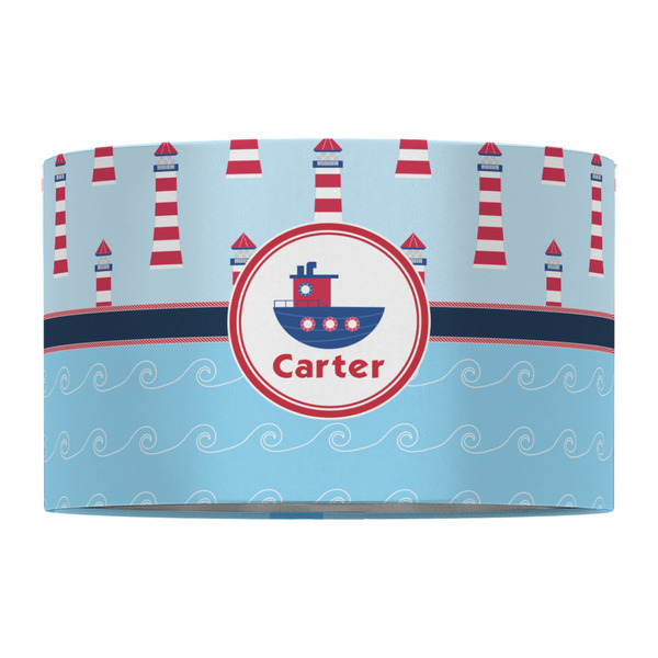 Light House & Waves 12" Drum Lampshade - FRONT (Fabric)