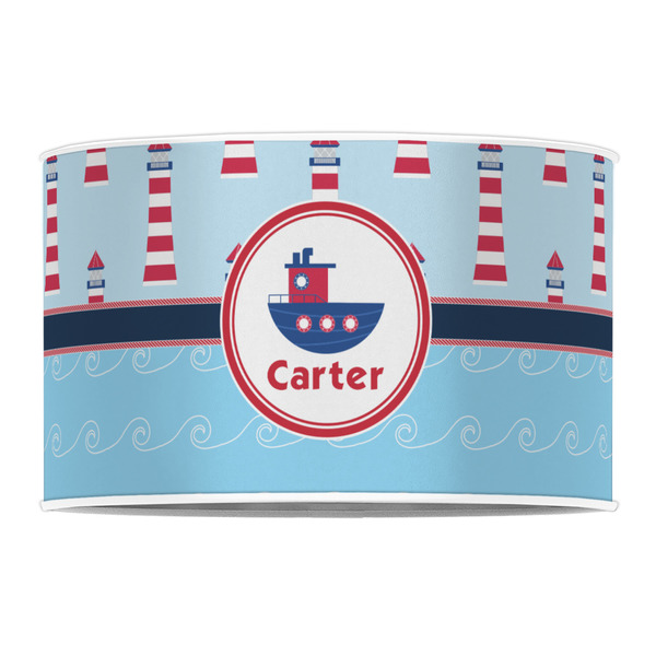 Light House & Waves 12" Drum Lampshade - FRONT (Poly Film)