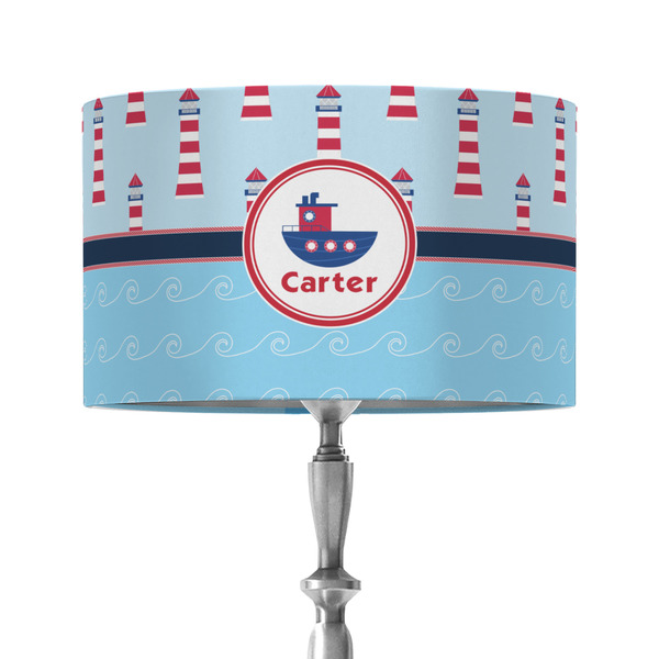 Custom Light House & Waves 12" Drum Lamp Shade - Fabric (Personalized)