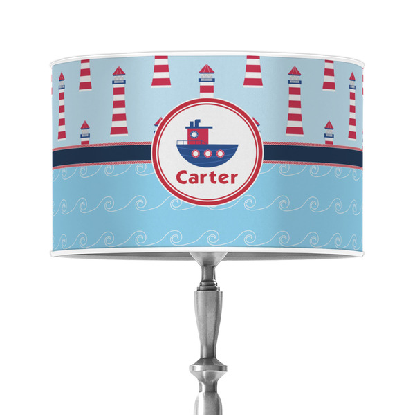 Custom Light House & Waves 12" Drum Lamp Shade - Poly-film (Personalized)