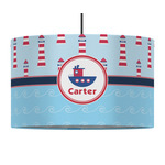 Light House & Waves 12" Drum Pendant Lamp - Fabric (Personalized)