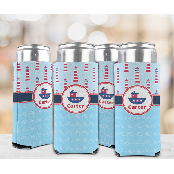 Light House & Waves 12oz Tall Can Sleeve - Set of 4 - LIFESTYLE