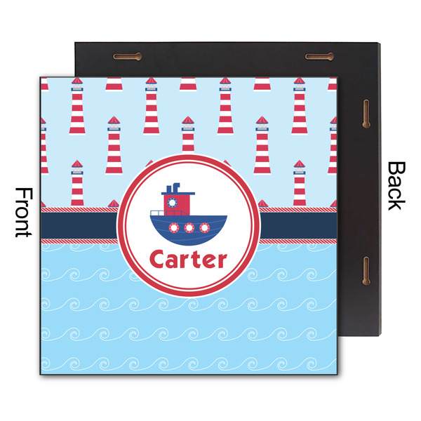 Light House & Waves 12x12 Wood Print - Front & Back View