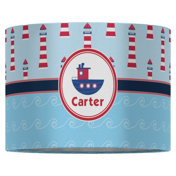 Light House & Waves 16" Drum Lampshade - FRONT (Fabric)