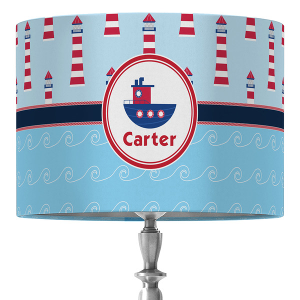 Custom Light House & Waves 16" Drum Lamp Shade - Fabric (Personalized)