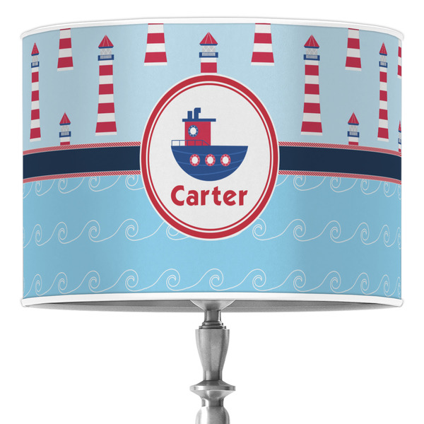 Custom Light House & Waves 16" Drum Lamp Shade - Poly-film (Personalized)