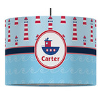 Light House & Waves 16" Drum Pendant Lamp - Fabric (Personalized)