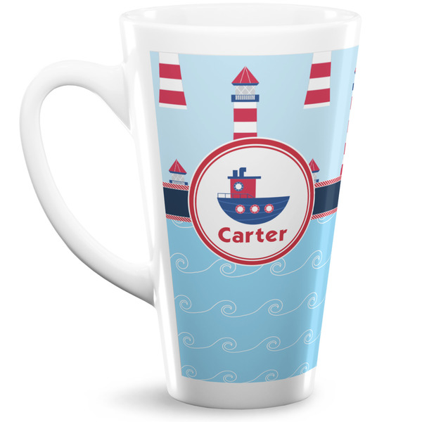 Custom Light House & Waves Latte Mug (Personalized)
